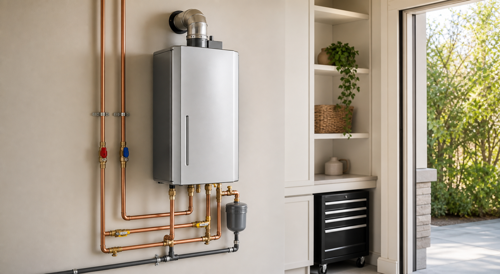 Clean professional tankless water heater installation